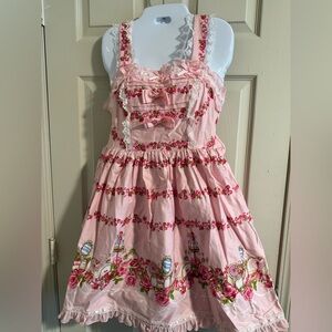 Body Line Pink Floral Dress with Lace Details